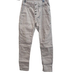 Bevy‎ Flog White Cotton Women's Pull On Button Fly Pants Size 24